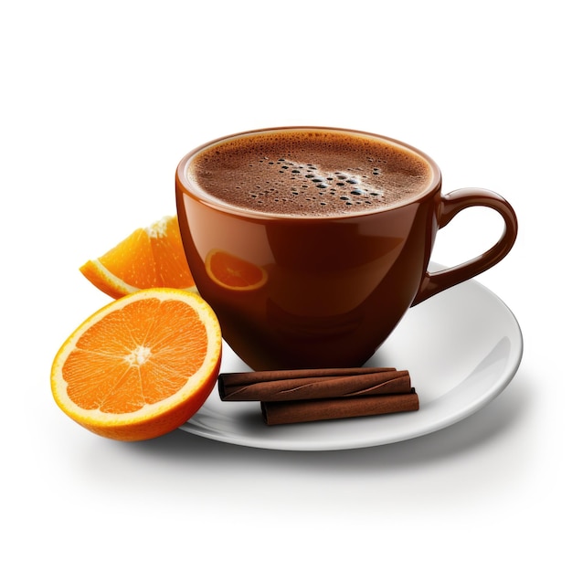 Café de chocolate laranja isolado em fundo branco IA generativa