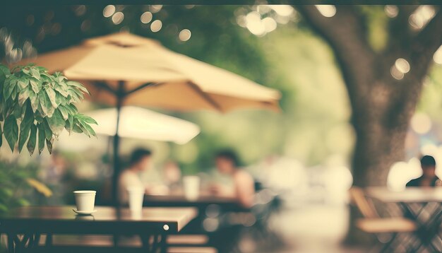 Café de fundo desfocado no jardim desfoca o fundo com bokeh Generative ai