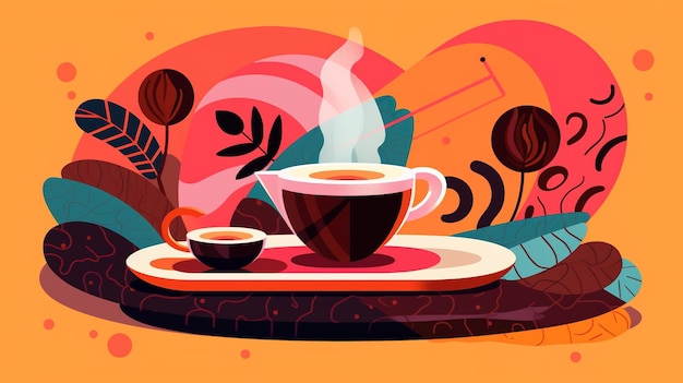 Café de ilustração de design plano