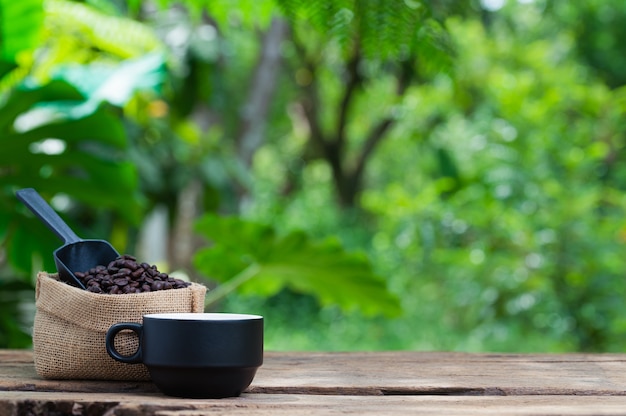 Café em grão café xícara de energia