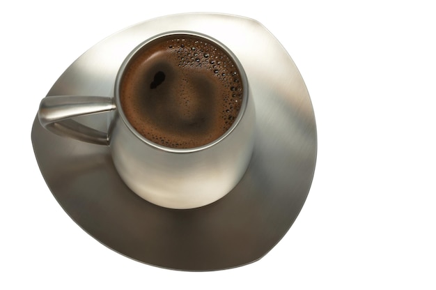 Café em uma xícara de metal