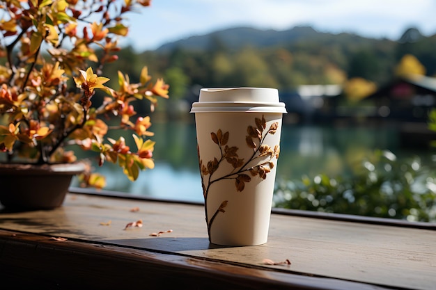 Café em xícara de papel, um gole de calor em meio à natureza.