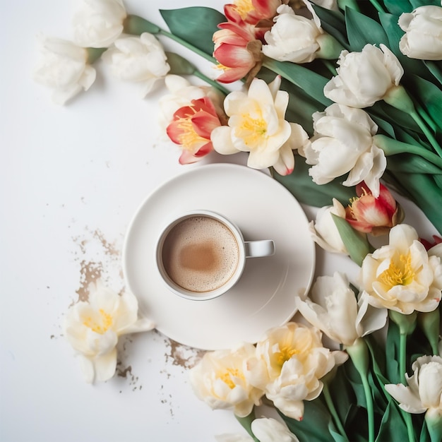 El café y las flores