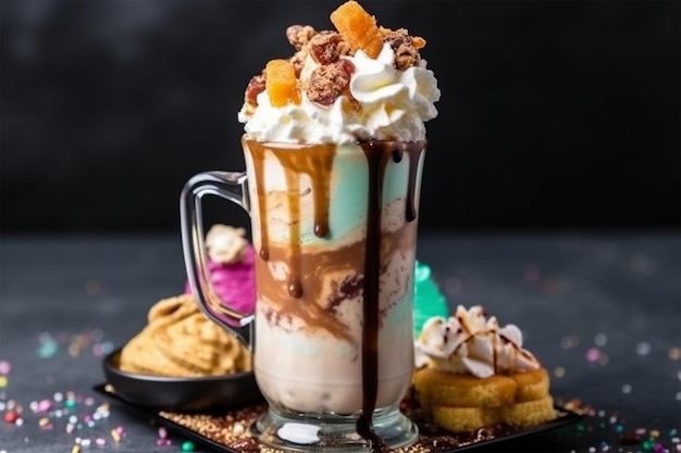 café frio com sorvete chantilly decorado