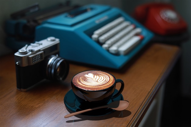 Foto café con leche arte en cafetería