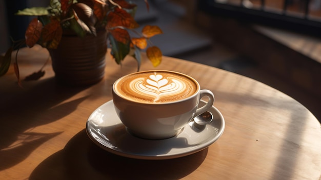 Café con leche en una cafetería