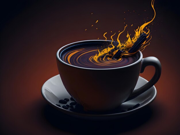 Café con leche y capuchino con fondo colorido Imagen generada por Ai