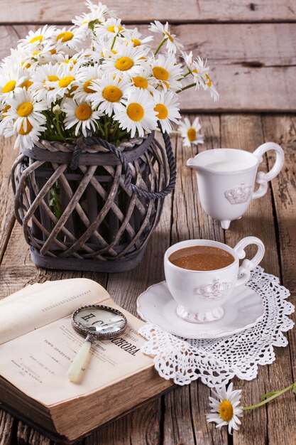 Café con leche, desayuno en la mañana