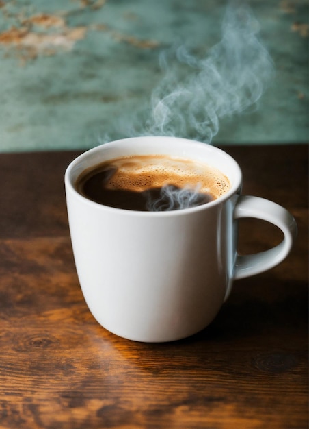 Foto café con leche refrescante en un vaso blanco