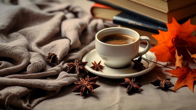 café, libro viejo, una taza de té y un libro sobre una vieja mesa blanca