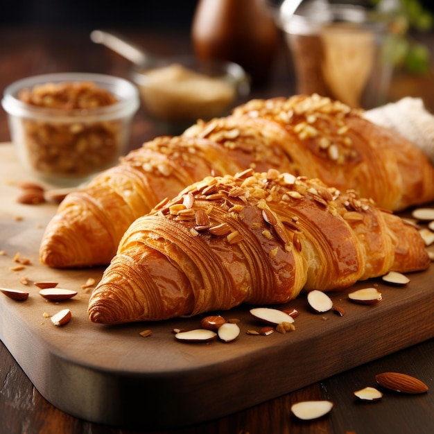 Café de la mañana con croissant