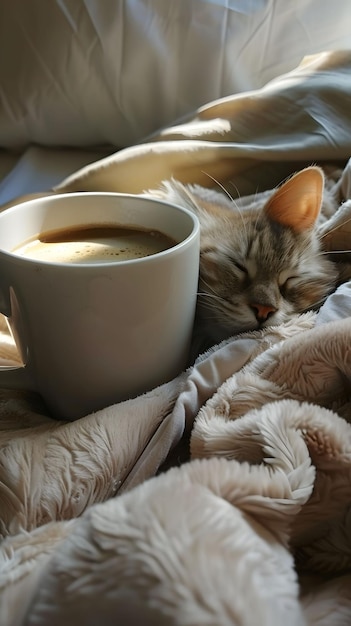 Foto el café de la mañana soñoliento