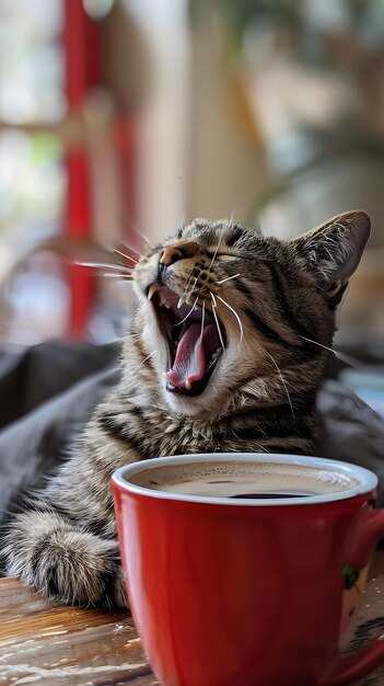 Foto el café de la mañana soñoliento