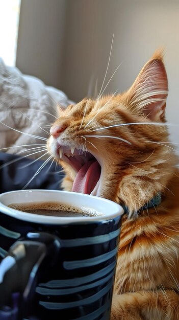 El café de la mañana soñoliento