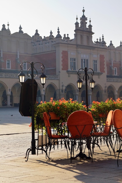 Café del mercado de la ciudad en Cracovia