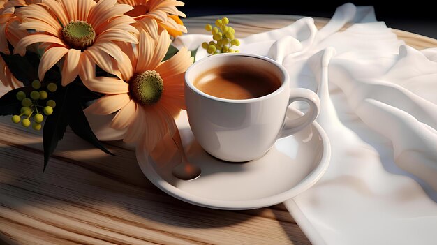 Foto un café en una mesa con un fondo estético