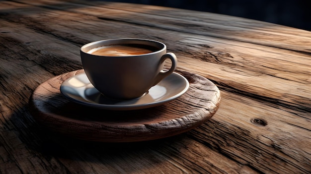 café en una mesa de madera