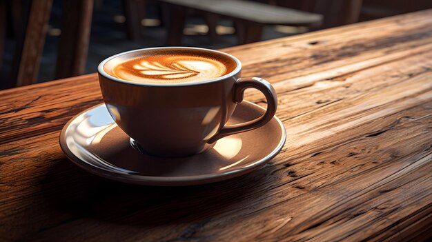 café en una mesa de madera