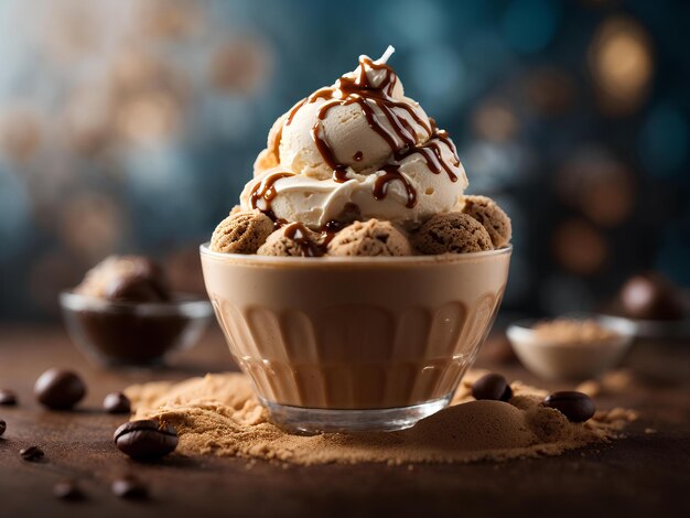 Café mocha helado helado flotante delicioso y refrescante amantes del café anuncio cinematográfico