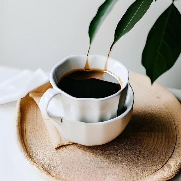 café na caneca estética branca