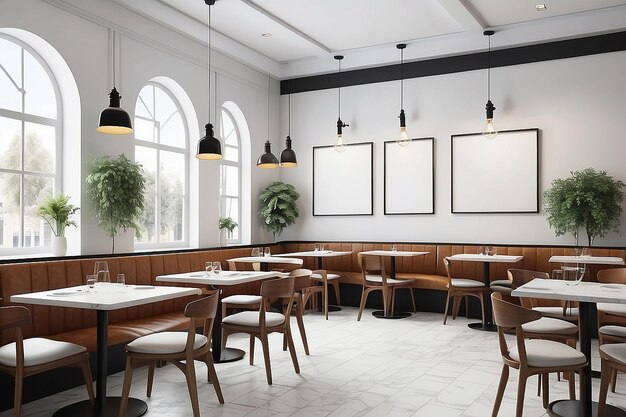 Café oder Restaurant Mockup mit leerem Weißraum mit leerem Raum für die Platzierung Ihres Designs