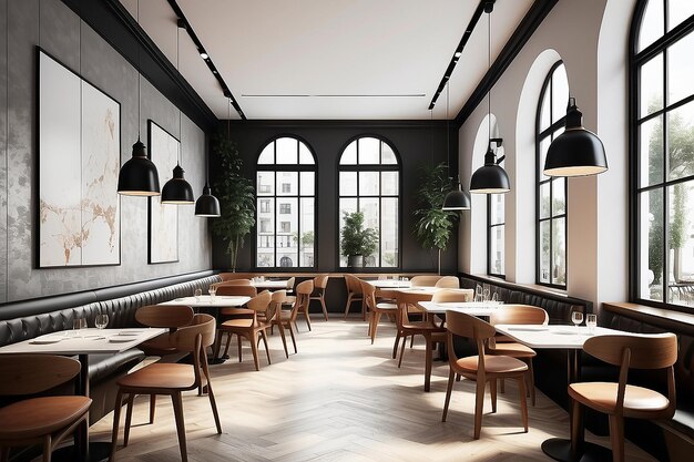 Café oder Restaurant Mockup mit leerem Weißraum mit leerem Raum für die Platzierung Ihres Designs