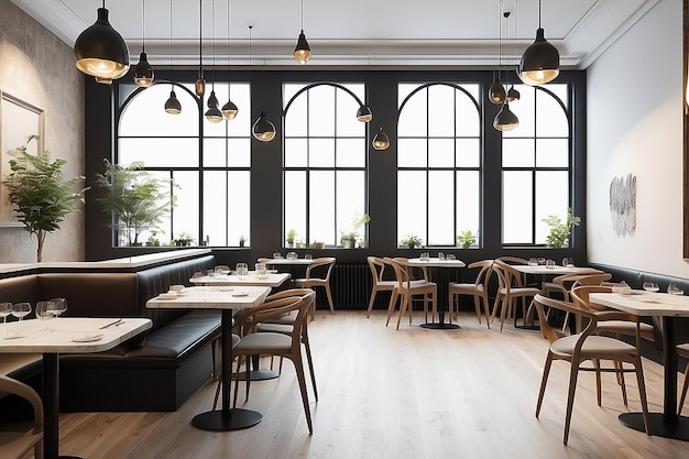 Foto café oder restaurant mockup mit leerem weißraum mit leerem raum für die platzierung ihres designs