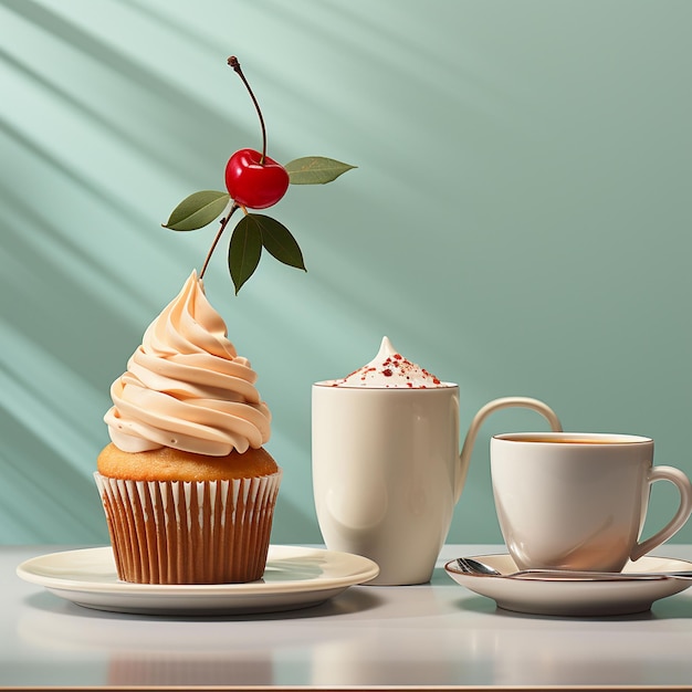 Café y pastel de taza