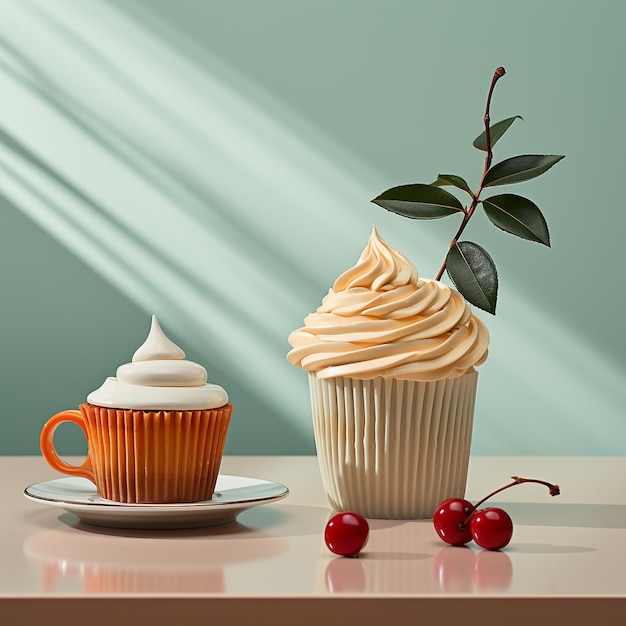 Café y pastel de taza