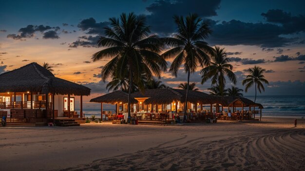 Café de la playa en el ambiente de la tarde