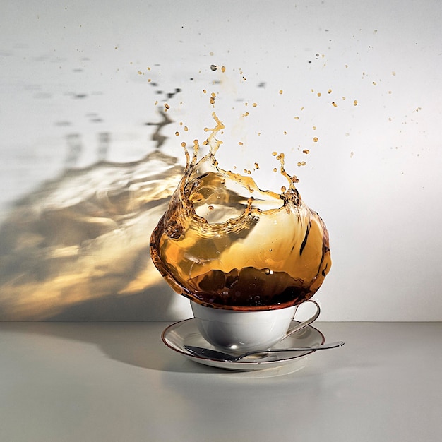 El café salpicando contra la pared