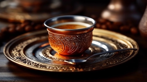 Café turco em uma xícara vintage IA gerada