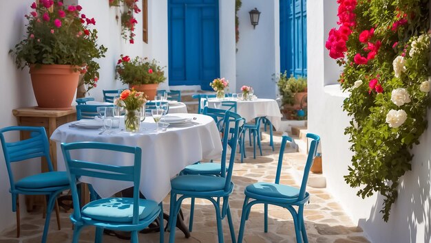 Café de verano en la calle en Grecia