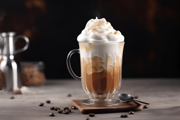 Café vienense com chantilly no café Close up Generative AI