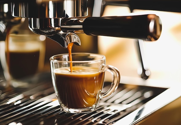 Cafetera haciendo una taza de capuchino