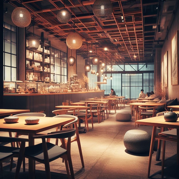 Cafetería moderna casa de té en Japón