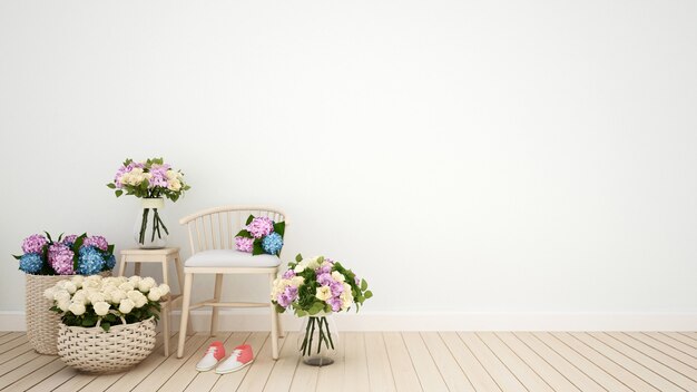 Cafetería o decoración de la sala de estar flor - Representación 3D
