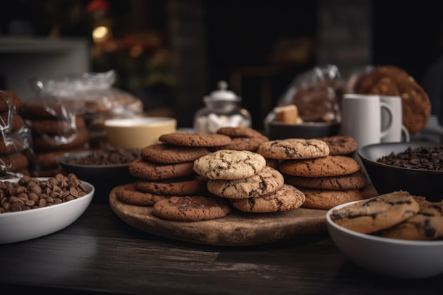 Cafetería que ofrece una variedad de galletas biscotti y café creado con IA generativa