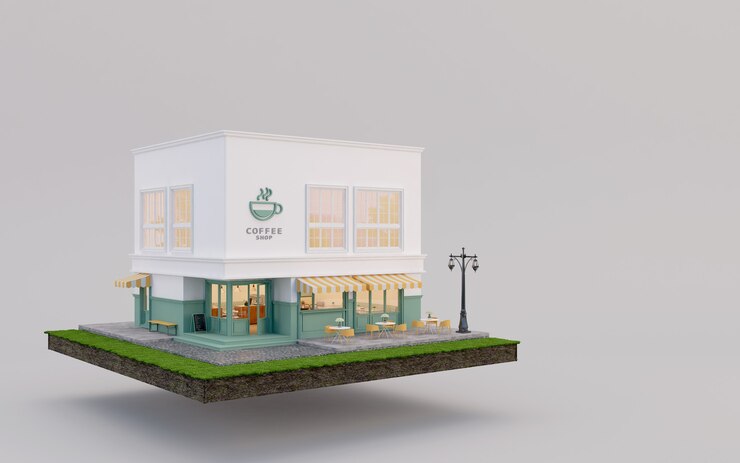 Cafetería en la tierra y el césped