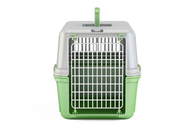 Cage de plástico para mascotas de viaje verde renderización 3D