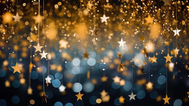 Una caída de estrellas en un fondo de Año Nuevo que rodea un estado de ánimo festivo