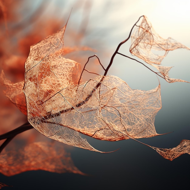 Foto la caída de la hoja de otoño revela la intrincada vena de la hoja generativa