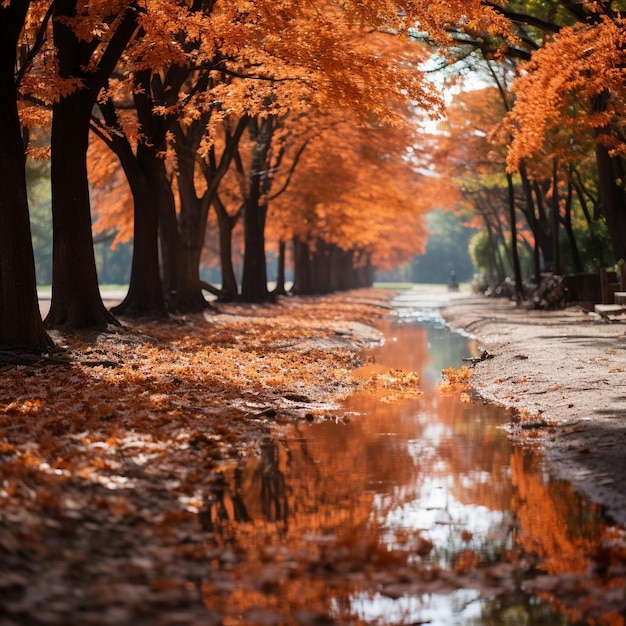 La caída de las hojas armoniza el paisaje de otoño