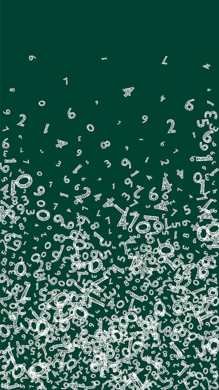 Foto caída de números de tiza infantil concepto de estudio de matemáticas con dígitos voladores