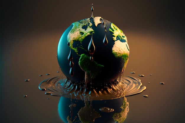 caída de la tierra en el concepto de representación 3d de la gota de agua para el día mundial del agua, Salvar la tierra - calentamiento global