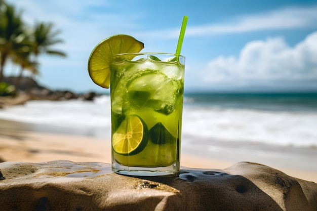 Caipirinha an einem tropischen Strand