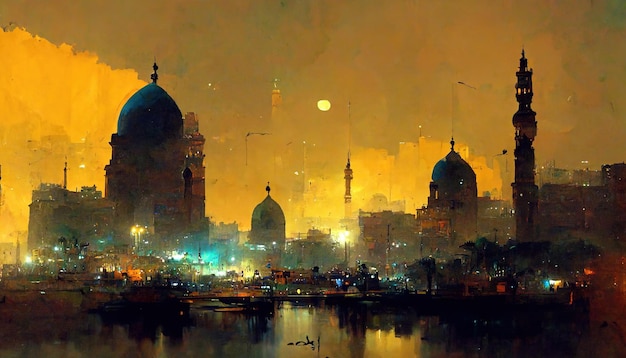 Cairo Egito paisagem Cairo pintura ilustração arte