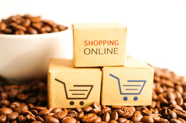 Caixa de carrinho de compras em grãos de café compras on-line para exportação ou importação