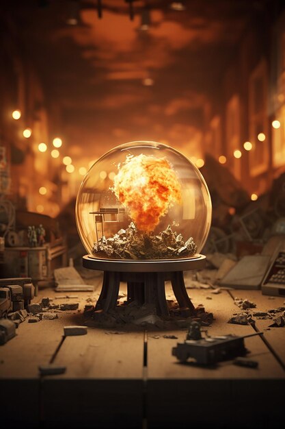 Foto caixa de diorama 3d bomba nuclear