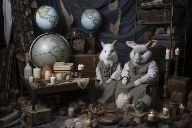 Caixa de humor de coelho para a celebração do dia dos tolos